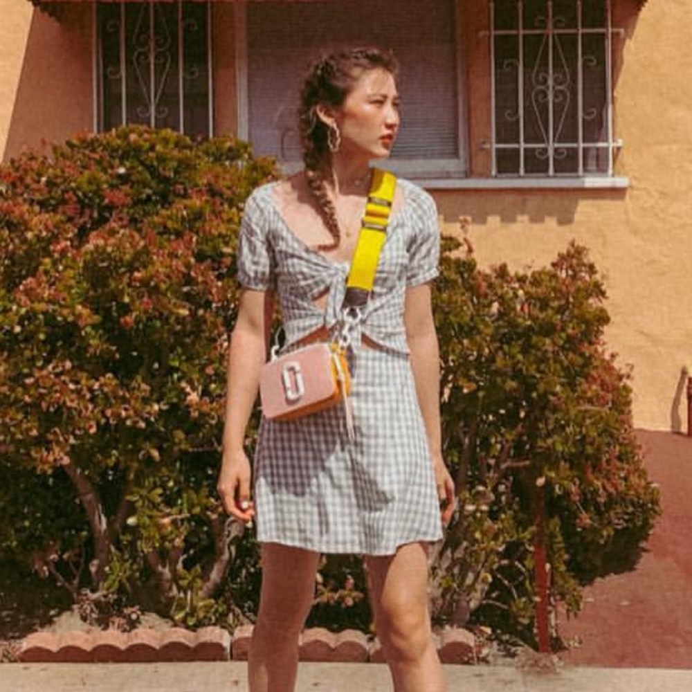 Emory Park gingham cutout-tie dress